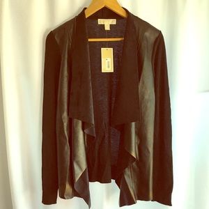 MK Mixed Media Draped Front Cardigan